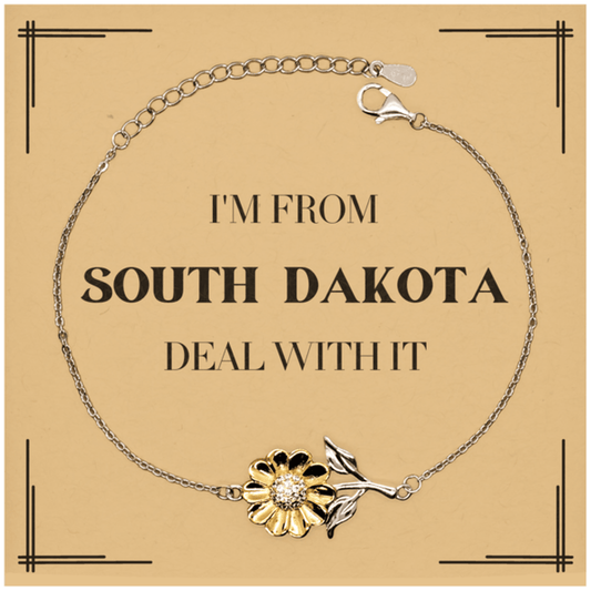 I'm from South Dakota, Deal with it, Proud South Dakota State Gifts, South Dakota Sunflower Bracelet Gift Idea, Christmas Gifts for South Dakota People, Coworkers, Colleague - Mallard Moon Gift Shop