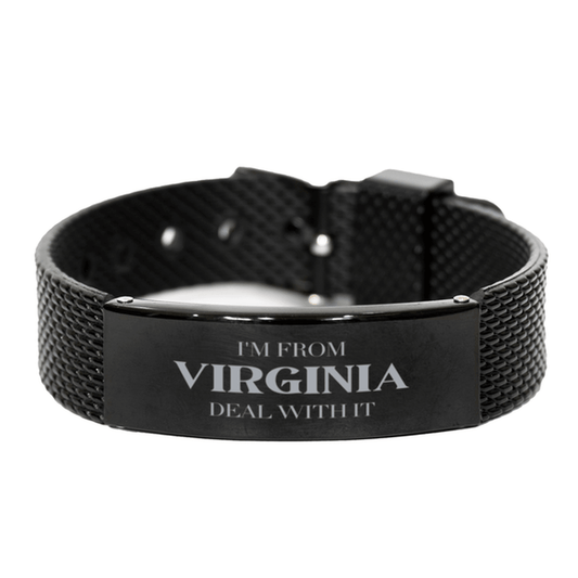 I'm from Virginia, Deal with it, Proud Virginia State Gifts, Virginia Black Shark Mesh Bracelet Gift Idea, Christmas Gifts for Virginia People, Coworkers, Colleague - Mallard Moon Gift Shop