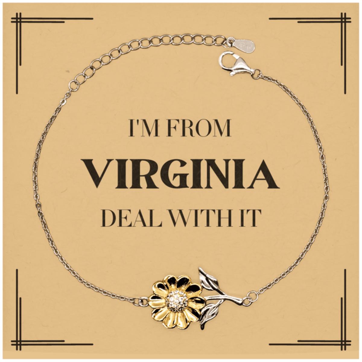 I'm from Virginia, Deal with it, Proud Virginia State Gifts, Virginia Sunflower Bracelet Gift Idea, Christmas Gifts for Virginia People, Coworkers, Colleague - Mallard Moon Gift Shop