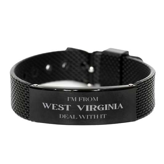 I'm from West Virginia, Deal with it, Proud West Virginia State Gifts, West Virginia Black Shark Mesh Bracelet Gift Idea, Christmas Gifts for West Virginia People, Coworkers, Colleague - Mallard Moon Gift Shop