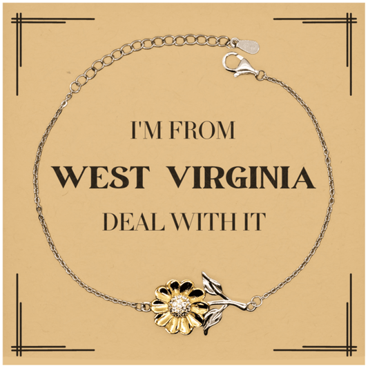 I'm from West Virginia, Deal with it, Proud West Virginia State Gifts, West Virginia Sunflower Bracelet Gift Idea, Christmas Gifts for West Virginia People, Coworkers, Colleague - Mallard Moon Gift Shop