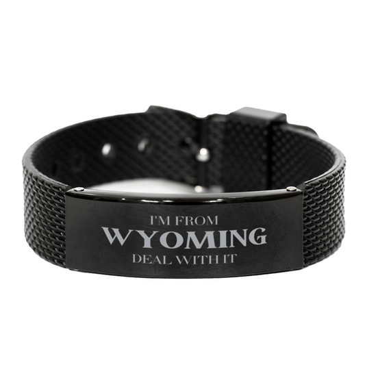 I'm from Wyoming, Deal with it, Proud Wyoming State Gifts, Wyoming Black Shark Mesh Bracelet Gift Idea, Christmas Gifts for Wyoming People, Coworkers, Colleague - Mallard Moon Gift Shop