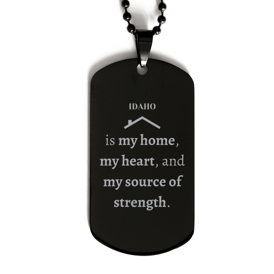 Idaho is my home Gifts, Lovely Idaho Birthday Christmas Black Dog Tag For People from Idaho, Men, Women, Friends - Mallard Moon Gift Shop