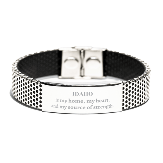 Idaho is my home Gifts, Lovely Idaho Birthday Christmas Stainless Steel Bracelet For People from Idaho, Men, Women, Friends - Mallard Moon Gift Shop