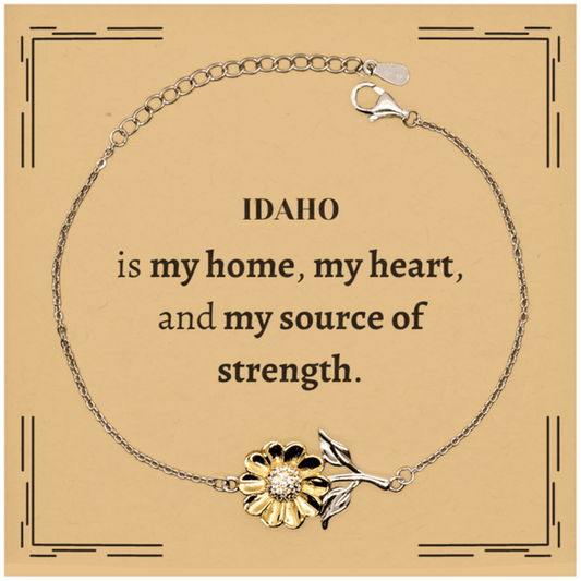 Idaho is my home Gifts, Lovely Idaho Birthday Christmas Sunflower Bracelet For People from Idaho, Men, Women, Friends - Mallard Moon Gift Shop