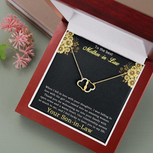 Gift for Mother-in-Law from Son-in-Law Gold Heart and Real Diamond Pendant Necklace - Mallard Moon Gift Shop