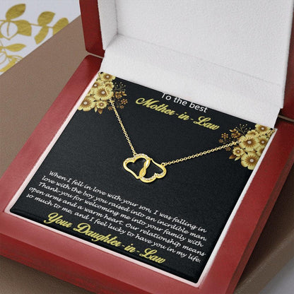 Gift for Mother-in-Law from Daughter-in-Law Gold Heart Pendant Necklace with Real Diamonds Custom Message Card - Mallard Moon Gift Shop