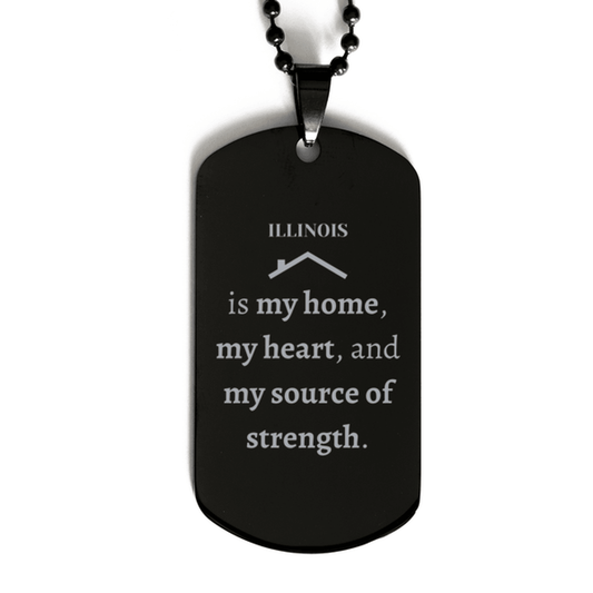 Illinois is my home Gifts, Lovely Illinois Birthday Christmas Black Dog Tag For People from Illinois, Men, Women, Friends - Mallard Moon Gift Shop