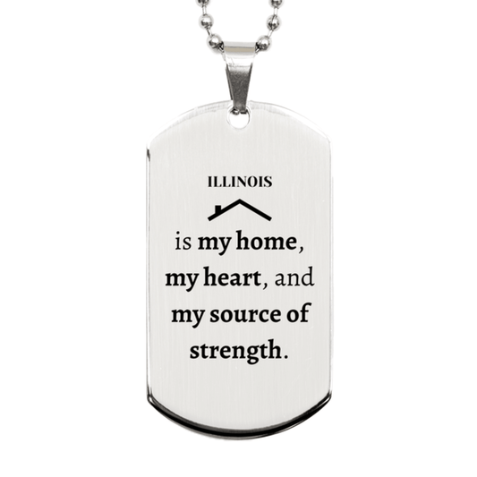 Illinois is my home Gifts, Lovely Illinois Birthday Christmas Silver Dog Tag For People from Illinois, Men, Women, Friends - Mallard Moon Gift Shop