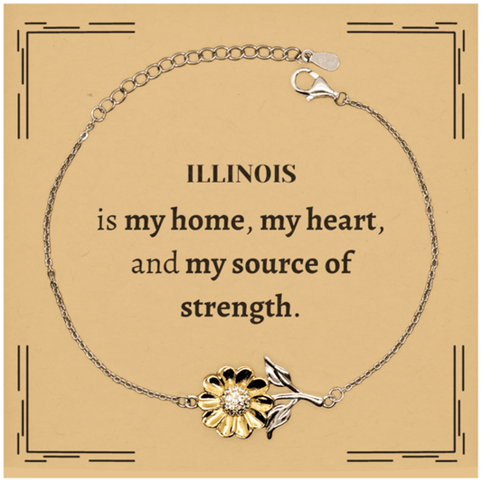 Illinois is my home Gifts, Lovely Illinois Birthday Christmas Sunflower Bracelet For People from Illinois, Men, Women, Friends - Mallard Moon Gift Shop