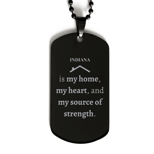 Indiana is my home Gifts, Lovely Indiana Birthday Christmas Black Dog Tag For People from Indiana, Men, Women, Friends - Mallard Moon Gift Shop