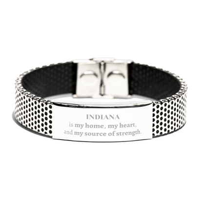 Indiana is my home Gifts, Lovely Indiana Birthday Christmas Stainless Steel Bracelet For People from Indiana, Men, Women, Friends - Mallard Moon Gift Shop