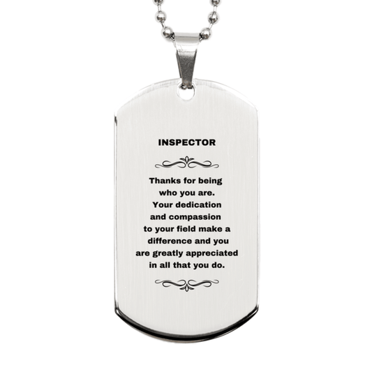 Inspector Silver Dog Tag Necklace Engraved Bracelet - Thanks for being who you are - Birthday Christmas Jewelry Gifts Coworkers Colleague Boss - Mallard Moon Gift Shop