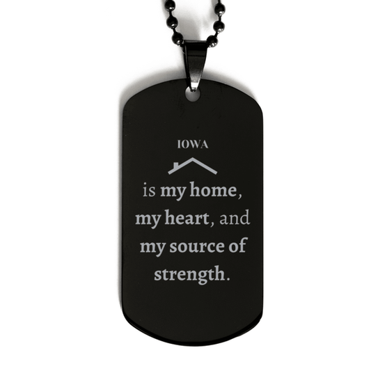 Iowa is my home Gifts, Lovely Iowa Birthday Christmas Black Dog Tag For People from Iowa, Men, Women, Friends - Mallard Moon Gift Shop