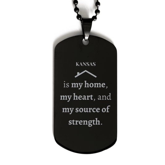 Kansas is my home Gifts, Lovely Kansas Birthday Christmas Black Dog Tag For People from Kansas, Men, Women, Friends - Mallard Moon Gift Shop