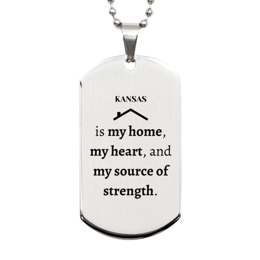 Kansas is my home Gifts, Lovely Kansas Birthday Christmas Silver Dog Tag For People from Kansas, Men, Women, Friends - Mallard Moon Gift Shop