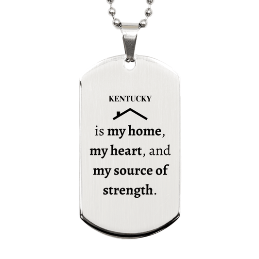 Kentucky is my home Gifts, Lovely Kentucky Birthday Christmas Silver Dog Tag For People from Kentucky, Men, Women, Friends - Mallard Moon Gift Shop