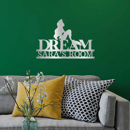 Mermaid Dreams Custom Name Metal Art Wall Sign - Mallard Moon Gift Shop