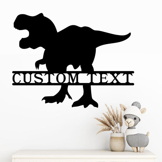 Dinosaur T-Rex Personalized Name Metal Art Wall Sign - Mallard Moon Gift Shop