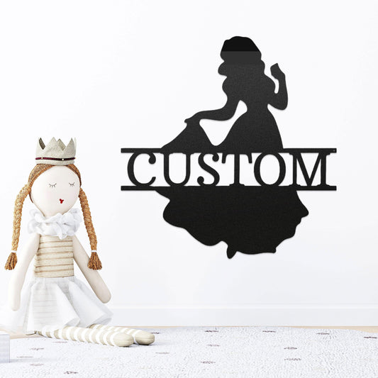 Princess Snow White Personalized Name Metal Art Wall Sign - Mallard Moon Gift Shop