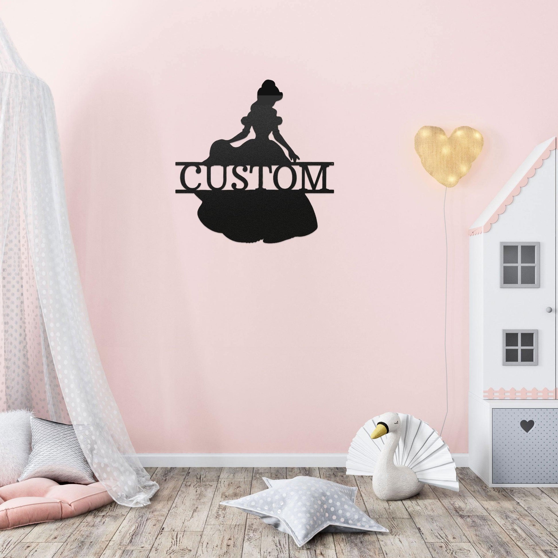 Princess Belle Personalized Name Metal Art Wall Sign - Mallard Moon Gift Shop