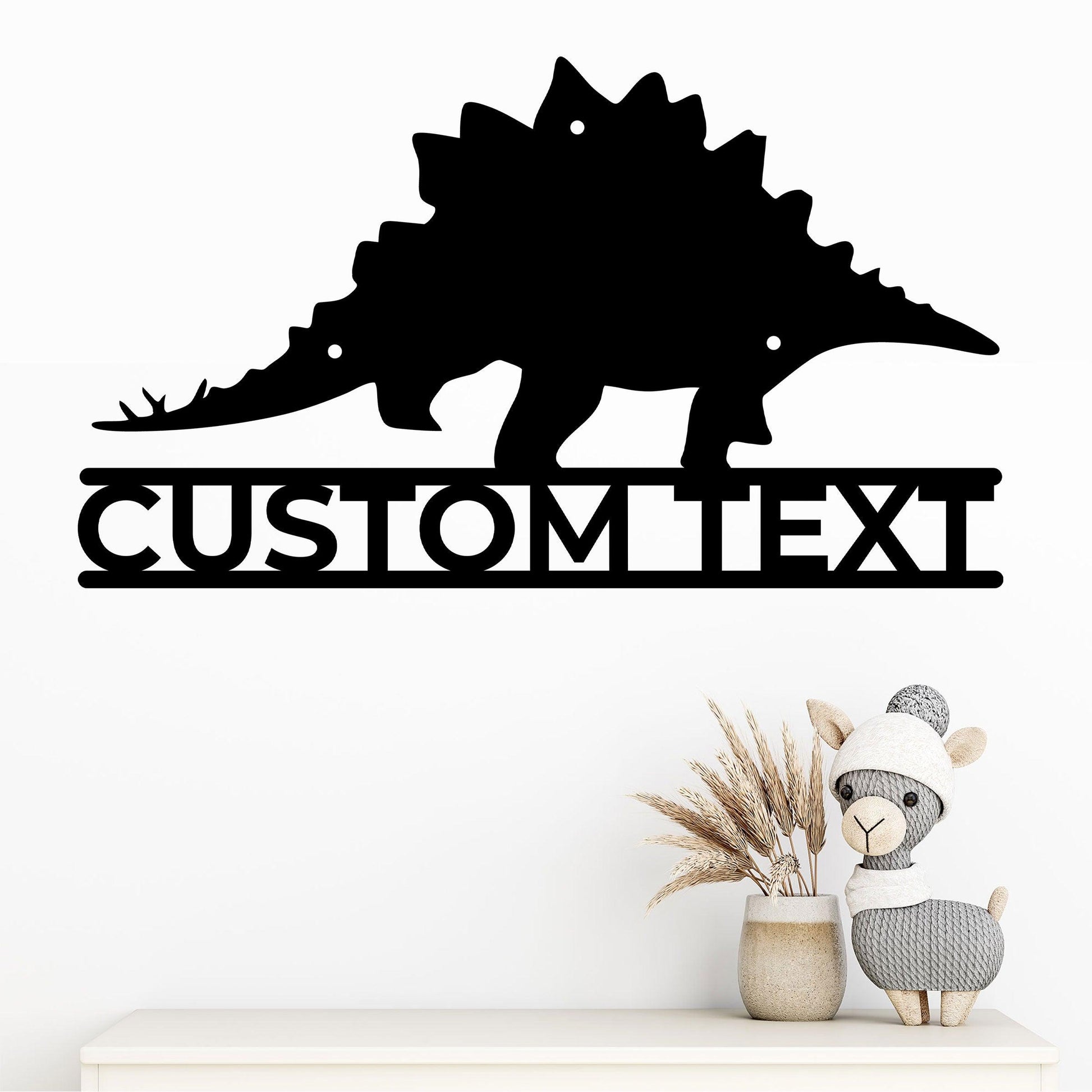 Dinosaur Stegosaurus Custom Name Metal Sign Wall Art - Mallard Moon Gift Shop