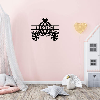 Princess Cinderella Carriage Custom Name Metal Art Wall Sign - Mallard Moon Gift Shop