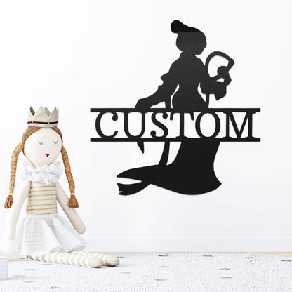 Princess Mulan Personalized Name Metal Art Wall Sign Home Decor - Mallard Moon Gift Shop