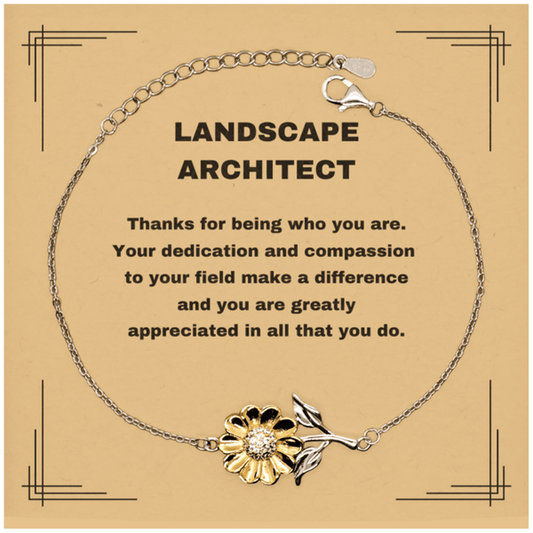 Landscape Architect Sunflower Bracelet - Thanks for being who you are - Birthday Christmas Jewelry Gifts Coworkers Colleague Boss - Mallard Moon Gift Shop