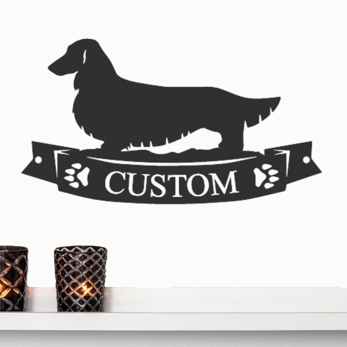 Dachshund Banner Monogram - Steel Sign - Mallard Moon Gift Shop