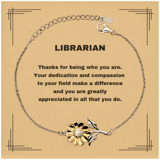 Librarian Sunflower Bracelet - Thanks for being who you are - Birthday Christmas Jewelry Gifts Coworkers Colleague Boss - Mallard Moon Gift Shop