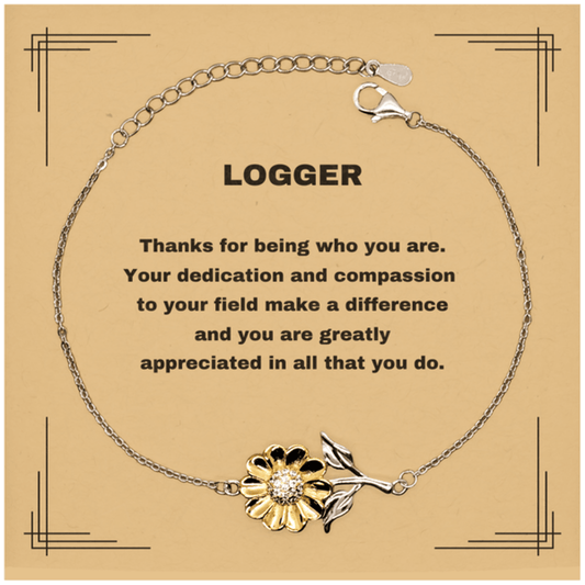 Logger Sunflower Bracelet - Thanks for being who you are - Birthday Christmas Jewelry Gifts Coworkers Colleague Boss - Mallard Moon Gift Shop