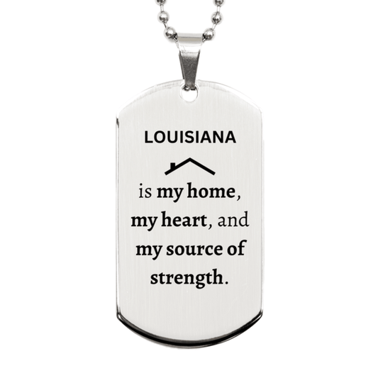 Louisiana is my Home Gifts, Amazing Louisiana Birthday, Christmas Engraved Silver Dog Tag Necklace For People from Louisiana, Men, Women, Friends - Mallard Moon Gift Shop