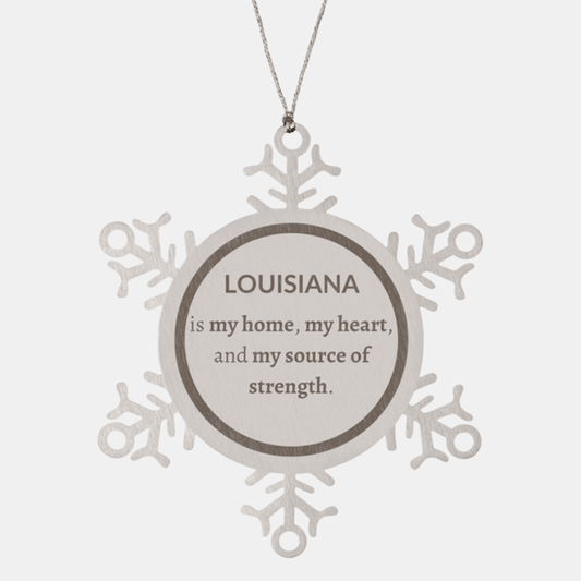 Louisiana is my Home Gifts, Amazing Louisiana Birthday, Christmas Engraved Stainless Steel Snowflake Ornament For People from Louisiana, Men, Women, Friends - Mallard Moon Gift Shop