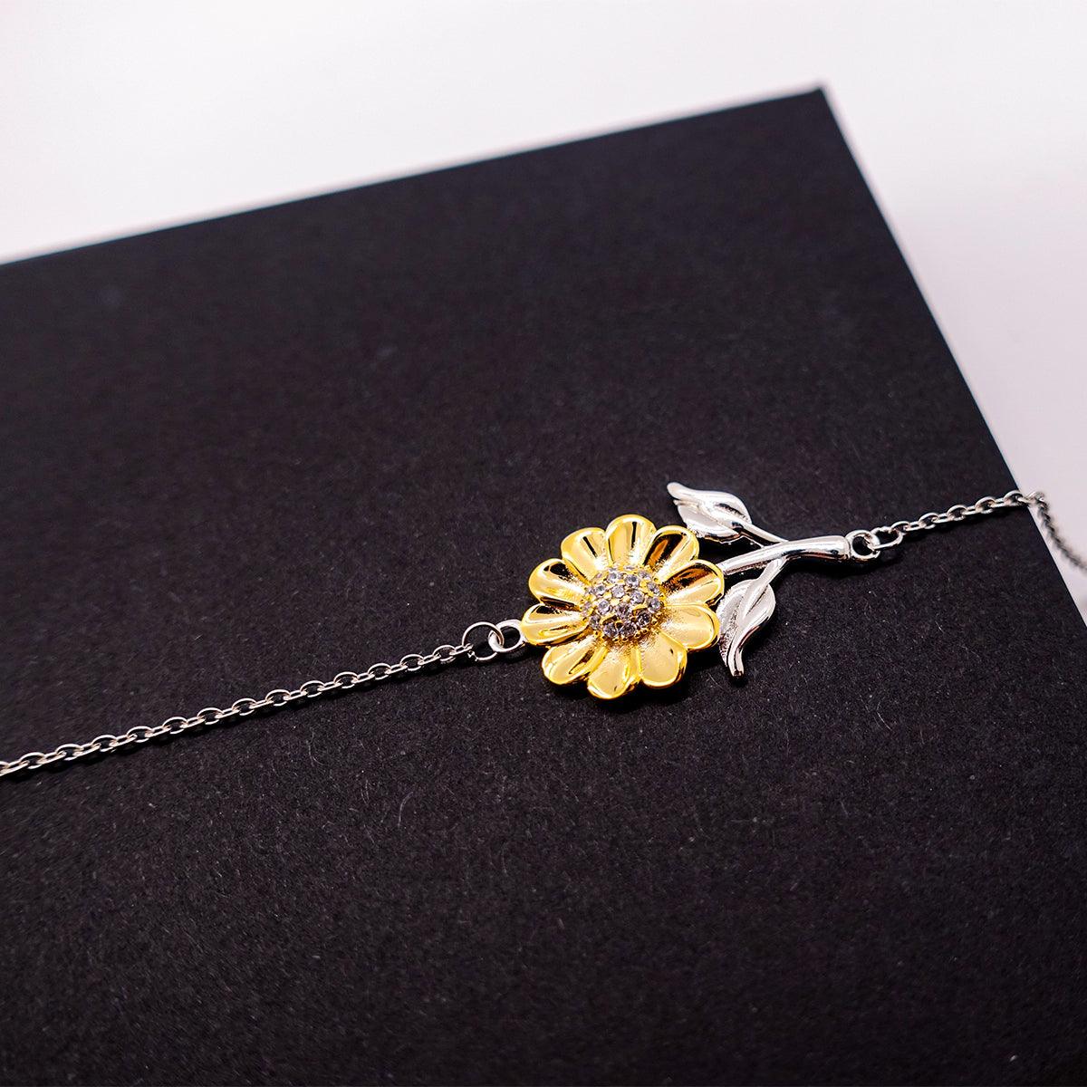 To My Wife Gifts, Inspirational Wife Sunflower Bracelet, Sentimental Birthday Christmas Unique Gifts For Wife Behind you, all your memories, before you, all your dreams, around you, all who love you, within you, all you need - Mallard Moon Gift Shop