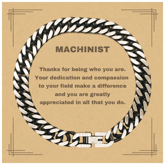 Machinist Cuban Chain Link Bracelet - Thanks for being who you are - Birthday Christmas Jewelry Gifts Coworkers Colleague Boss - Mallard Moon Gift Shop