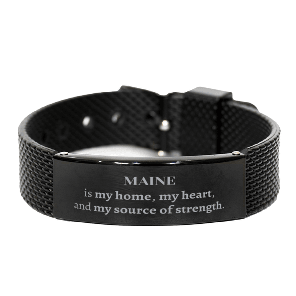 Maine is my home Gifts, Lovely Maine Birthday Christmas Black Shark Mesh Bracelet For People from Maine, Men, Women, Friends - Mallard Moon Gift Shop