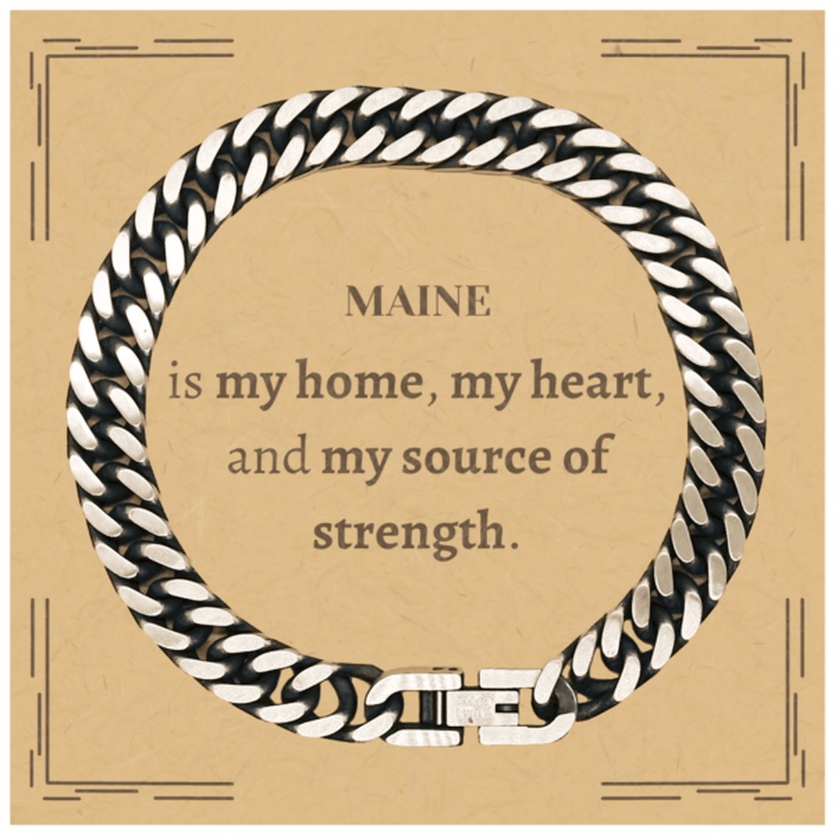 Maine is my home Gifts, Lovely Maine Birthday Christmas Cuban Link Chain Bracelet For People from Maine, Men, Women, Friends - Mallard Moon Gift Shop