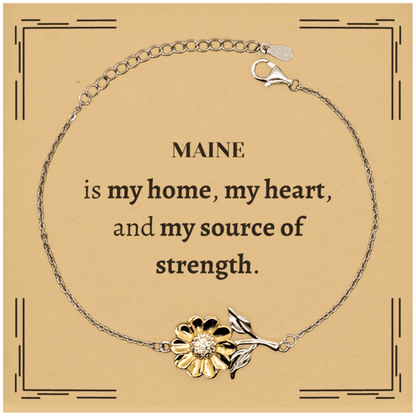 Maine is my home Gifts, Lovely Maine Birthday Christmas Sunflower Bracelet For People from Maine, Men, Women, Friends - Mallard Moon Gift Shop