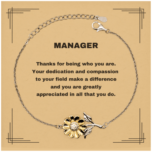 Manager Sunflower Bracelet - Thanks for being who you are - Birthday Christmas Jewelry Gifts Coworkers Colleague Boss - Mallard Moon Gift Shop