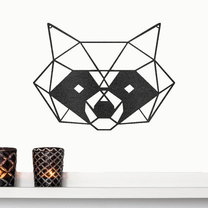 Geometric Raccoon Indoor Outdoor Steel Wall Sign