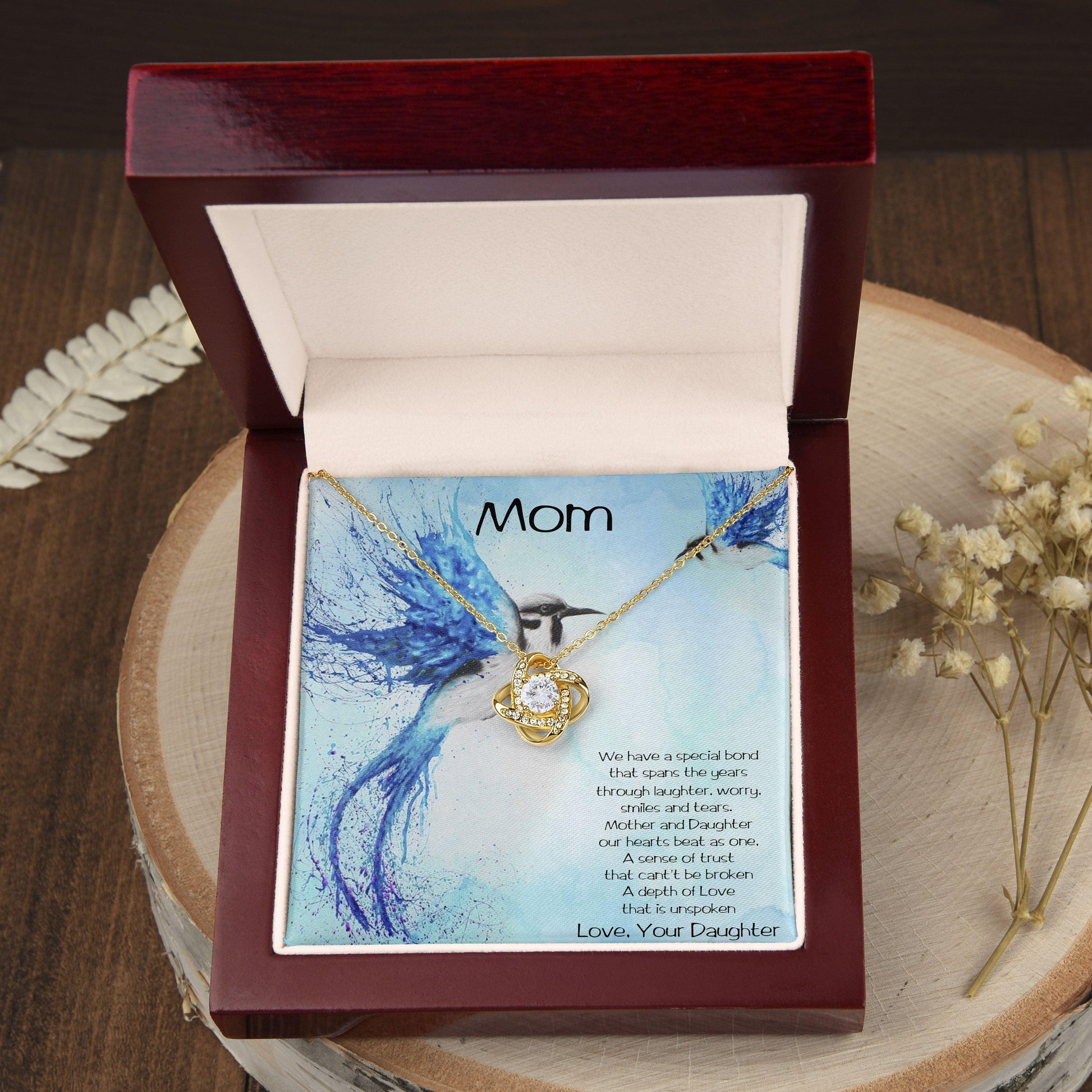 Gift for Mom from Daughter Love Knot Pendant Necklace - Mallard Moon Gift Shop