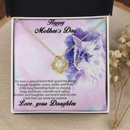 Mother from Daughter Love Knot Necklace Cat Message Card - Mallard Moon Gift Shop