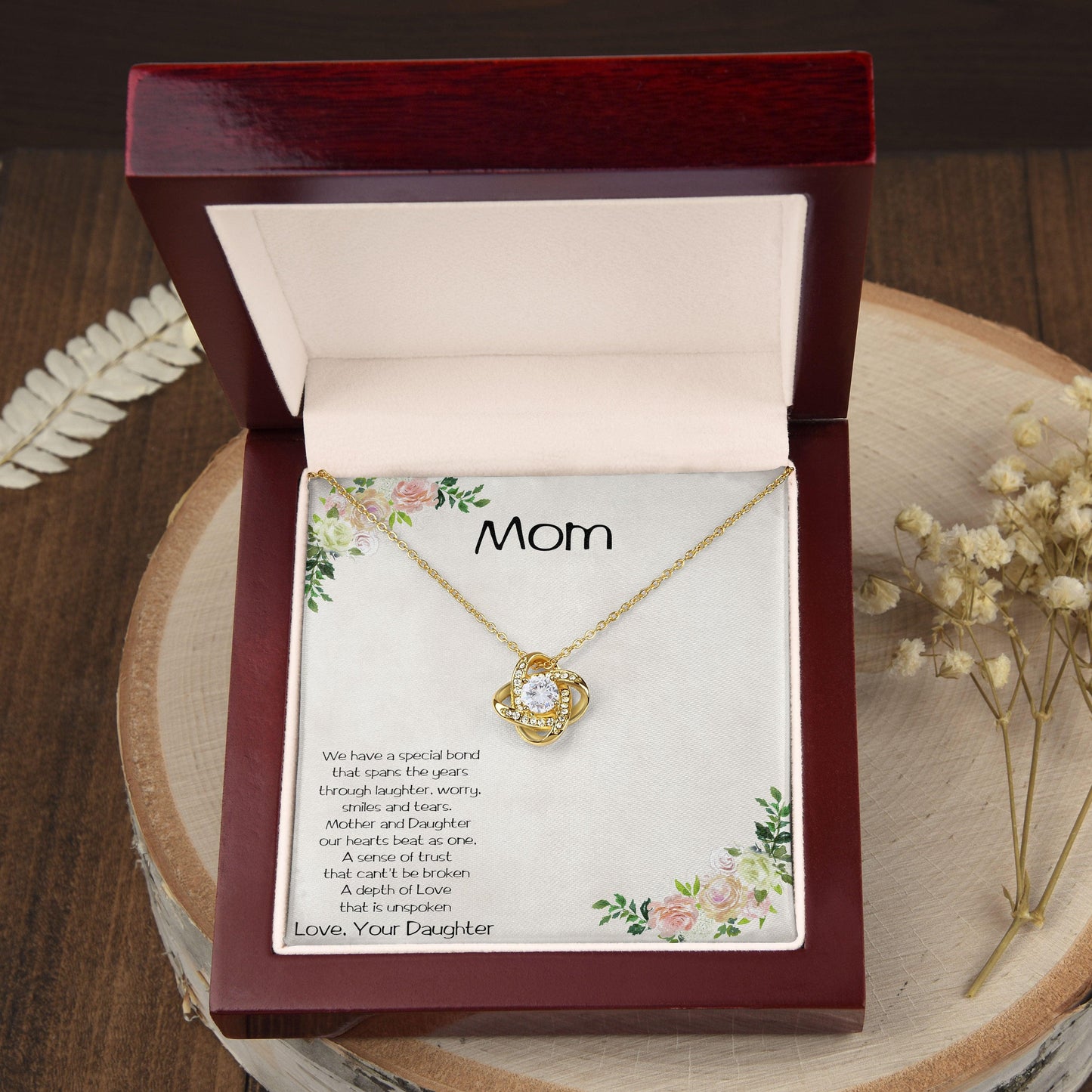 Mother's Day Love Knot Pendant Necklace from Son - Mallard Moon Gift Shop