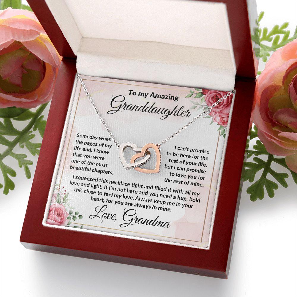 To My Amazing Granddaughter - I Promise to Love You - Interlocking Hearts Necklace with Gift Box - Mallard Moon Gift Shop