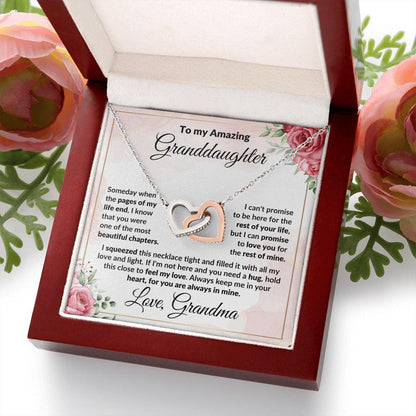 To My Amazing Granddaughter - I Promise to Love You - Interlocking Hearts Necklace with Gift Box - Mallard Moon Gift Shop