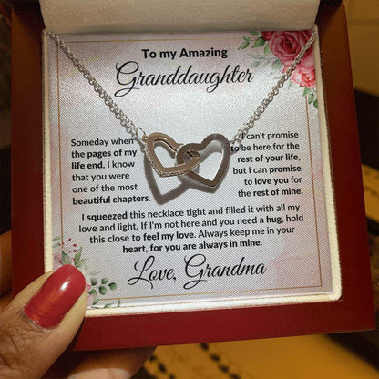 To My Amazing Granddaughter - I Promise to Love You - Interlocking Hearts Necklace with Gift Box - Mallard Moon Gift Shop