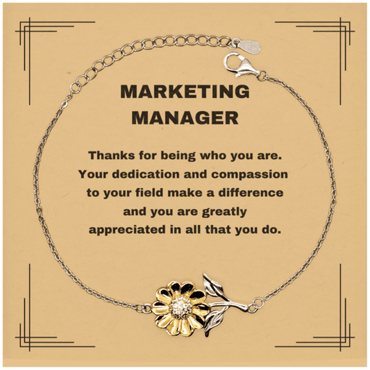 Marketing Manager Sunflower Bracelet - Thanks for being who you are - Birthday Christmas Jewelry Gifts Coworkers Colleague Boss - Mallard Moon Gift Shop