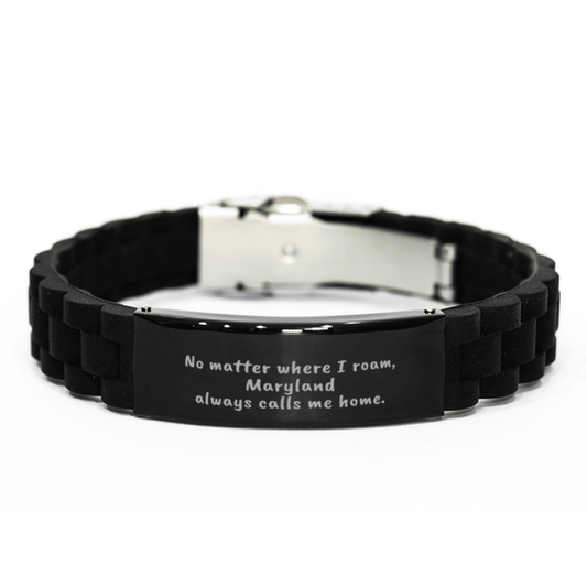 Maryland Always Calls Me Home Gifts, Amazing Maryland Birthday, Christmas Black Glidelock Clasp Bracelet For People from Maryland, Men, Women, Friends - Mallard Moon Gift Shop