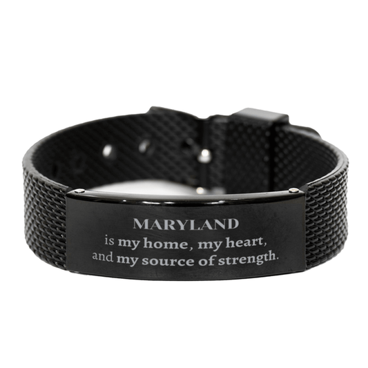 Maryland is my home Gifts, Lovely Maryland Birthday Christmas Black Shark Mesh Bracelet For People from Maryland, Men, Women, Friends - Mallard Moon Gift Shop